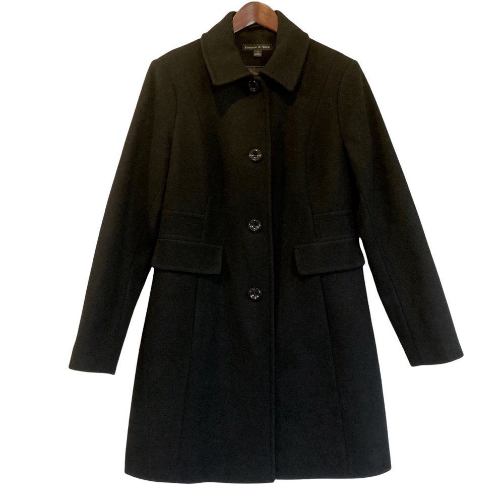 PRESTON & YORK BLACK WOOL COAT SIZE 10